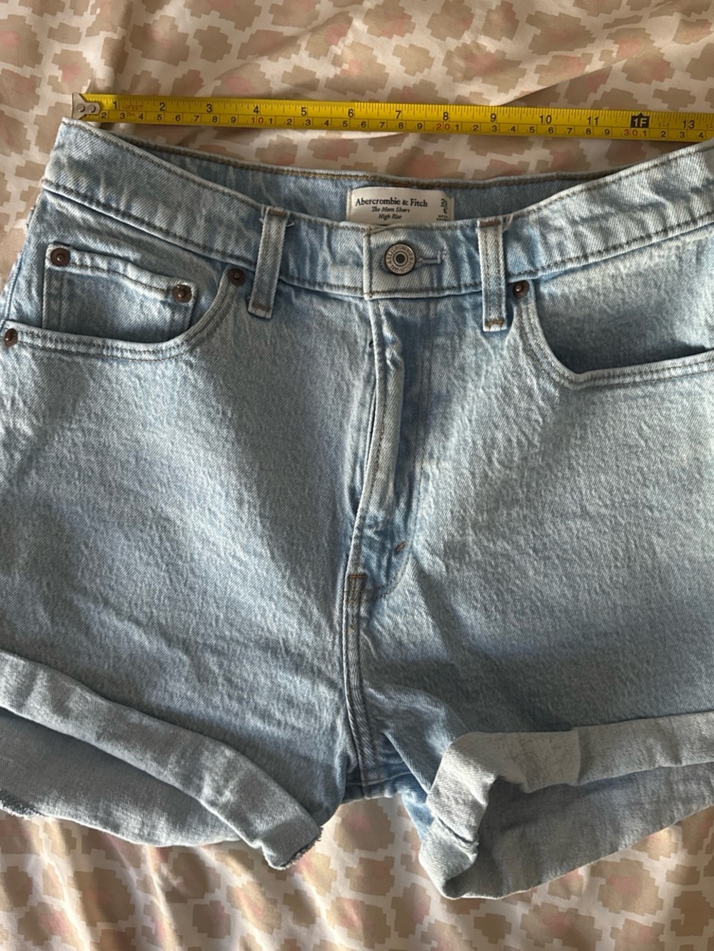 Abercrombie & Fitch Light Blue Rolled-Hem Denim Shorts
